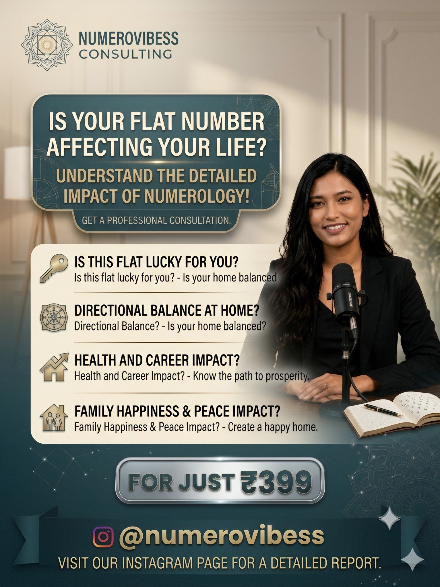Home and flat number numerology consultation offer in English